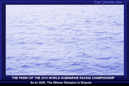 The finish of the 2010 world submarine racing championship.&nbsp;As in 2009, the winner remains in dispute 